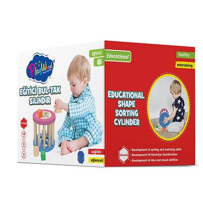 PlayWood Ahşap Eğitici Silindir Bul-Tak - 2