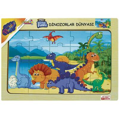 PlayWood Ahşap Puzzle Dinozorlar Dünyası 20 Parça Ahşap Eğitici Yapboz - 4