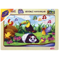 PlayWood Ahşap Puzzle Sevimli Hayvanlar 20 Parça Ahşap Eğitici Yapboz 4 Model - PlayWood-Onyıl