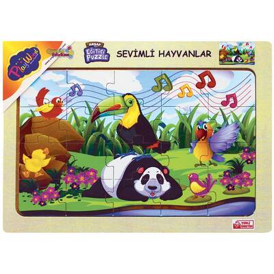 PlayWood Ahşap Puzzle Sevimli Hayvanlar 20 Parça Ahşap Eğitici Yapboz 4 Model - 1