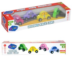 Playwood Ahşap Yarış Arabası 4'lü Set - PlayWood-Onyıl