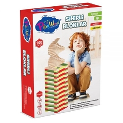Playwood Eğitici Ahşap Oyun Renkli Sihirli Bloklar 100 Parça - PlayWood-Onyıl