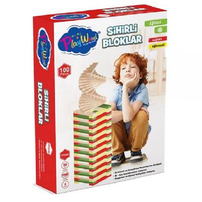 Playwood Eğitici Ahşap Oyun Renkli Sihirli Bloklar 100 Parça - 1