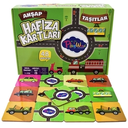 PlayWood Eğitici Ahşap Taşıtlar Hafıza Kartları 48 Parça - 1