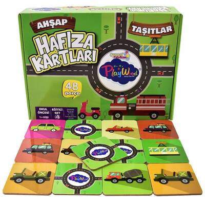 PlayWood Eğitici Ahşap Taşıtlar Hafıza Kartları 48 Parça - 2