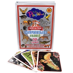 PlayWood Eğitici Hayvanlar Resimli Bilgi Kartları -Gör ve Tanı 50 Çeşit - PlayWood-Onyıl