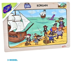 PlayWood Eğitici Korsan Adası 20 Parça Ahşap Çerçeveli Puzzle - 4