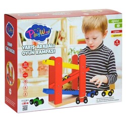 PlayWood Oyuncak Ahşap Yarış Arabalı Oyun Rampası - PlayWood-Onyıl