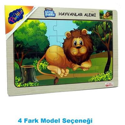 PlayWood Puzzle Sevimli Orman Hayvanları 20 Parça Ahşap Eğitici Yapboz 4 Model - 1