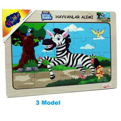 PlayWood Puzzle Sevimli Orman Hayvanları 20 Parça Ahşap Eğitici Yapboz 4 Model - 4