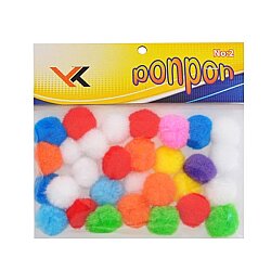 Ponpon Orta Boy No:2 30’lu Renkli Hobi Ponponu El İşi Süsleme ve Etkinlik Malzemesi - Kika