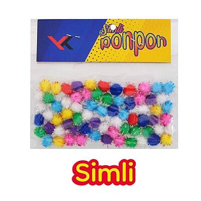 Ponpon Simli Mini Boy No:1 70’li Renkli Hobi Ponponu El İşi Süsleme ve Etkinlik Malzemesi - 1