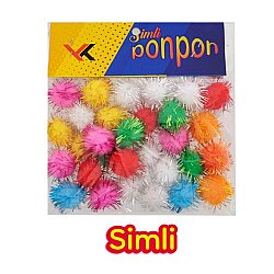 Ponpon Simli Orta Boy No:2 30’lu Renkli Hobi Ponponu El İşi Süsleme ve Etkinlik Malzemesi - Kika