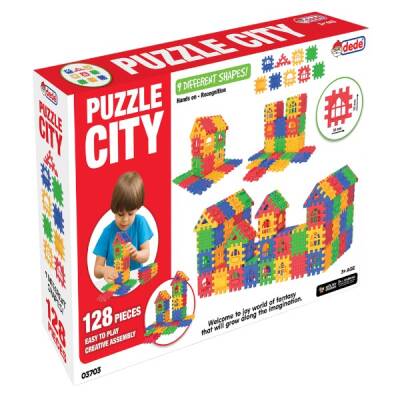 Puzzle City 3D Yapı ve Tasarım Blokları 128 Parça Eğitici Set - 2