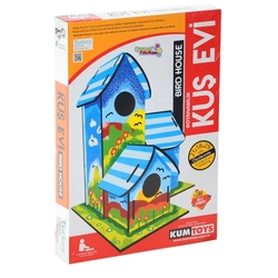 Redka Eğitici Ahşap Kuş Evi Boyanabilir Set 6 Renk Boya ve Fırça - Redka