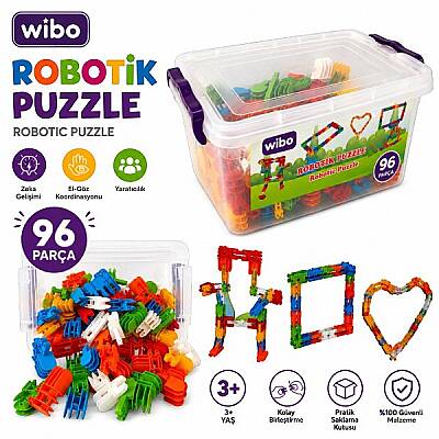 Robotik Puzzle 96 Parça Yapı Blokları Birleştirme Oyuncak Seti 3 Yaş+ - 1