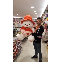 Şapkalı Kalpli Seni Seviyorum Yazılı Büyük Peluş Ayı 80 Cm - 2