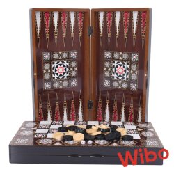 Sedef Desenli Tavla Takımı (Büyük Boy) Ahşap Pullu - WİBO