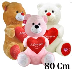 Selay Oyuncak Kalpli Peluş Ayıcık 80 Cm I Love Yazılı - Selay