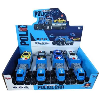 Sürtmeli Polis İlk Yardım Araçları Taşıyan Tır Die-Cast 4X4 - 1