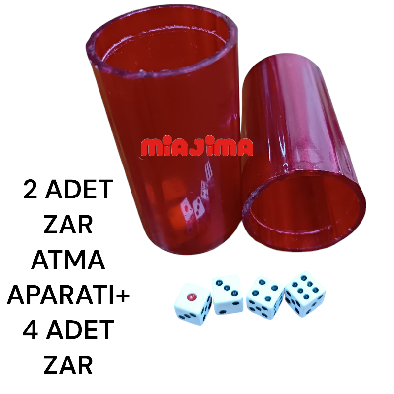 Tavla Zarı Atma Fincanı- Zar Atma Kabı 2 Adet Kupa+ 4 Adet Zar Hediyeli