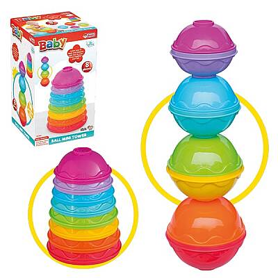 Toplu Mini Kule 8 Parça Eğitici Birleştirme ve Kule Dizme Bebek Oyuncağı - 1