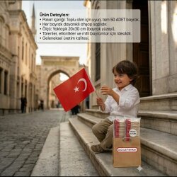 Türk Bayrağı Ahşap Sopalı Kuşe Bayrak 20x30 50'li -Ay Yıldızlı - Kika