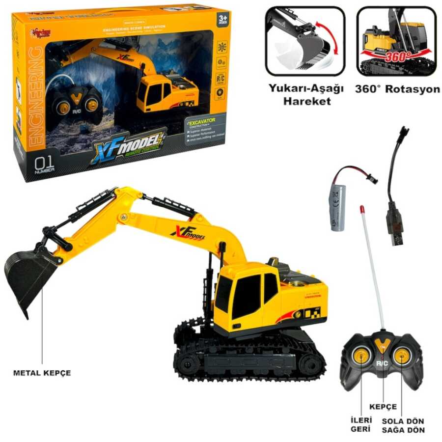 Uzaktan Kumandalı Ekskavatör Full Fonksiyon Şarjlı Xfmodel Kazıcı (metal Kepçe)
