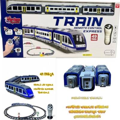 Uzaktan Kumandalı Tren Led Işıklı Sesli 49 Parça Raylı Aksesuarlı Manyetik Vagonlu 265 cm - 1