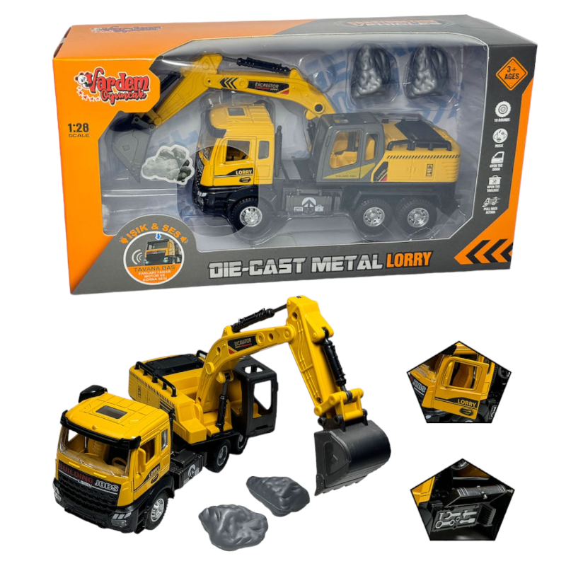 Vardem Metal Çek Bırak Kamyon Ekskavatör Kepçe Işıklı Ve Sesli 1:28