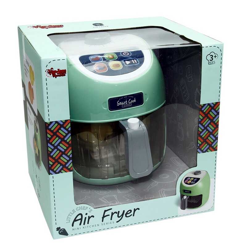 Vardem Oyuncak Air Fryer Dokunmatik Fritöz Set Gıdalar Renk Değiştirir Sesli Işıklı