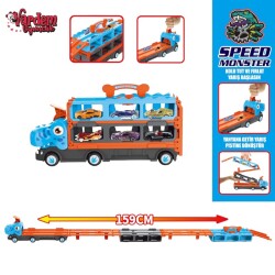 Vardem Parkurlu 6 Araçlı Araba Fırlatan Açılıp-Katlanabilir Dinozor Tır (159cm) - Vardem Oyuncak