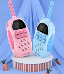 Vrpro Walkie Talkie 3km Menzilli 2 Yönlü Konuşma Wireless Bebek Telsizi Şarjlı Işıklı Mavi