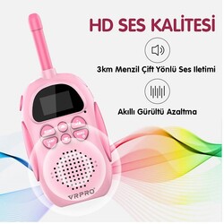 Vrpro Walkie Talkie 3km Menzilli 2 Yönlü Konuşma Wireless Bebek Telsizi Şarjlı Işıklı - 2