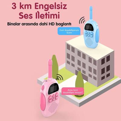 Vrpro Walkie Talkie 3km Menzilli 2 Yönlü Konuşma Wireless Bebek Telsizi Şarjlı Işıklı - 3