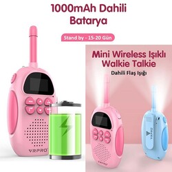 Vrpro Walkie Talkie 3km Menzilli 2 Yönlü Konuşma Wireless Bebek Telsizi Şarjlı Işıklı - 4