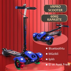 Vrpro Scooter Bluetoothlu Müzikli ve Led Işıklı X1 Kablolu El ve Ayak Frenli - 1