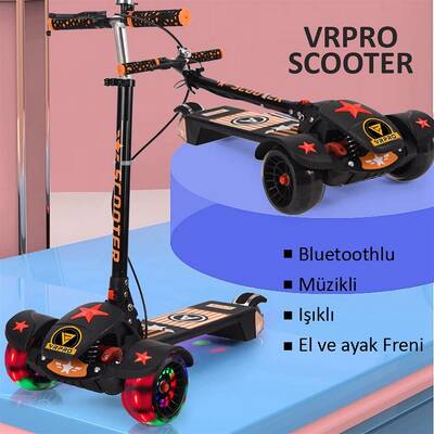 Vrpro Scooter Bluetoothlu Müzikli ve Led Işıklı X1 Kablolu El ve Ayak Frenli - 2