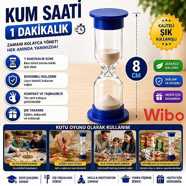 1 Dakikalık Kum Saati 8 cm