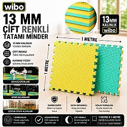 Wibo 13 mm EVA Tatami Minder 1x1 Metre Çift Taraflı Puzzle Yer Karosu Kaymaz Spor ve Oyun Matı - 2