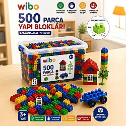Wibo 500 Parça Büyük Boy Yapı Blokları Aksesuarlı PVC Kutulu Anaokulu Kreş Eğitici Oyuncak Seti - WİBO