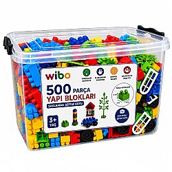 Wibo 500 Parça Büyük Boy Yapı Blokları Aksesuarlı PVC Kutulu Anaokulu Kreş Eğitici Oyuncak Seti - 2