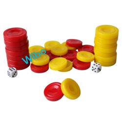 Wibo Akrilik Kalın Sarı Kırmızı Tavla Pulu Büyük Boy 35 mm - 2