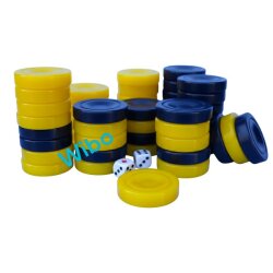 Wibo Akrilik Kalın Sarı Lacivert Tavla Pulu Büyük Boy 35 mm - 2
