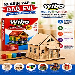 Wibo Art Ahşap Dağ Evi Maketi Boyanabilir Kendin Yap DIY Hobi ve Sanat Seti - WİBO