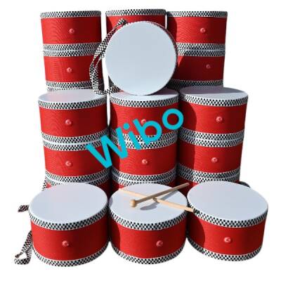 Wibo Askılı Ahşap Deri Çocuk Davulu Deri Davul 2 Tokmaklı 20 Cm Kırmızı - 2