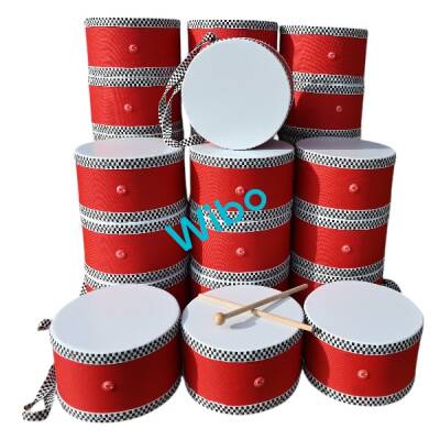 Wibo Askılı Ahşap Deri Çocuk Davulu Deri Davul 2 Tokmaklı 20 Cm Kırmızı - 3