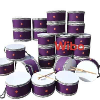 WİBO Askılı Ahşap Deri Çocuk Davulu Deri Davul 20 Cm Mor - 2