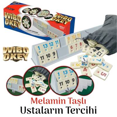 Wibo Büyük Boy Kaliteli Plastik Okey Takımı Melamin Taşlı 43 Cm ( Fildişi Taş Rengi ) - 1