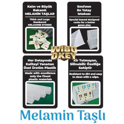 Wibo Büyük Boy Kaliteli Plastik Okey Takımı Melamin Taşlı 43 Cm ( Fildişi Taş Rengi ) - 2